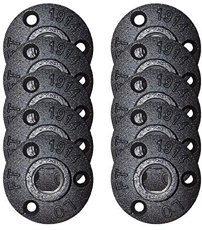 10Pcs 1/2 3 Trous Bride Filetée Brides de Tuyauterie Fonte Noir Raccord pour Fixation de Robinet Montage Support Mural Vintage (avec mots)