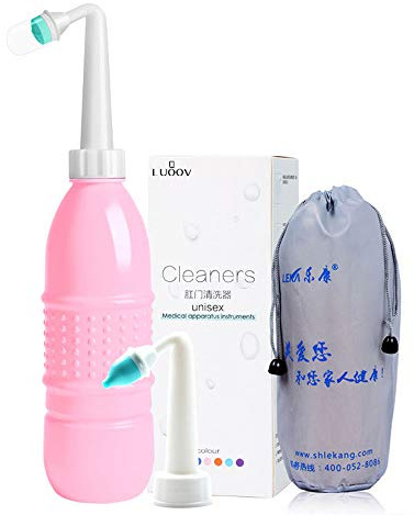 Travel Bidet Bottle, Portable Bidet Sprayer Hand held Bidet 500ml for Personal Hygiene Care,Extra Long Pointed Nozzle Spray for Women, Baby and Elderly (Pink)