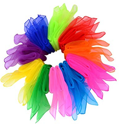 Danza e Giocoleria 10 Confezioni Sciarpe Danza per Bambini Piccole in Organza Seta Quadrato Giocoleria Trasparente Decorazione Colorata Abbigliamento Foulard Gioco fazzoletti Colorati Bambini Festa