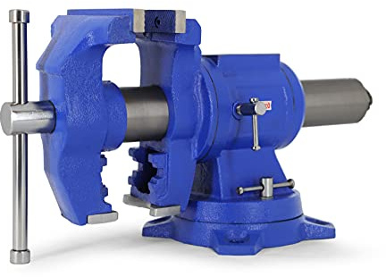 EXXO 5-Inch Multipurpose Bench and Pipe Vise Heavy Ductile Iron 50,000 PSI 360 Degree Swivel Base and Head (8810)