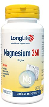 LongLife® Magnesium 360 | Haut dosage 360mg par comprimé | 5 sels de magnésium à biodisponibilité élevée | Minéral anti-stress adulte | Traitement 100 jours | Sans gluten et végan