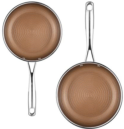 MasterPro - Frying Pan 20cm/26cm Set of 2 - Giro Induction Stainless Steel Pan Set, Professional Quality, Tri-Ply Multilayer for Improved Heat Retention & Distribution - Ovenproof