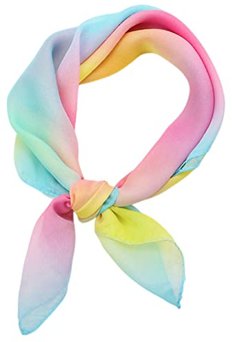 FAIRYGATE Chiffon Scarf Women Flower Print Scarf Soft Neck Square Scarves Wrap Shawl 65cm