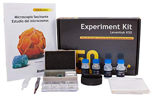 Levenhuk K50 Kit de Laboratorio Doméstico para Microbiología con Guía de Experimentos Educativos Ilustrada a Todo Color, Muestras Preparadas y Herramientas Científicas (ES)