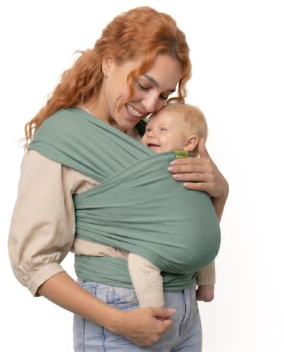 Boba Baby Wrap Carrier – Original Baby Sling Carrier for Newborns (7–35 lbs), Soft, Secure, Hands-Free & Ergonomic, Ideal for Comfortable Bonding, New Parents (Sage Green)