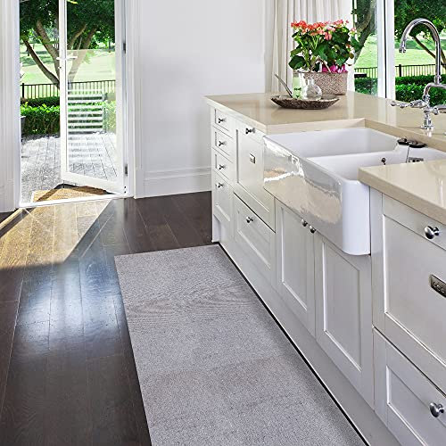 Passatoia Tinta Unita con Lurex Per Cucina Con Stampa Digitale e Fondo Antiscivolo; Runner Pavimento Digitale di Facile Manutenzione Made in Italy con Brillantini (52 x 200 cm, Lurex Argento)