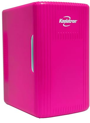 Koolatron Retro Mini Fridge For Bedrooms 12V Portable Cooler Refrigerator 4L Small 6 Can Table Top Quiet Mini Fridges For Skincare Food Drinks Kids Home Car & Travel Pink