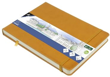 Kangaro Art skissbok A5 landscape ockergul PU inbunden 80 ark 140 gram krämfärgat papper