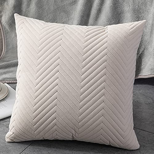 (creme, 50x50cm) 2er Set Kissen-Bezug mit Füllung / Sofakissen Couchkissen Dekokissen Zierkissen Kopfkissen Rückenkissen Kuschelkissen Lesekissen, Füllkissen Kissenhülle, weich & angenehm, Fischgräte