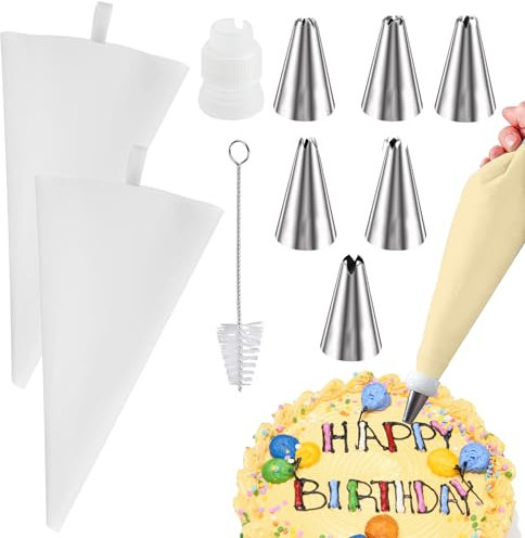 Manga Pastelera de silicona y 6 x boquillas de pastelería de acero inoxidable, juego de decoración de pasteles para manualidades