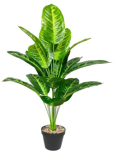 AIVORIUY Piante Finte con Vaso Areca Palma Piante Artificiali da Interno Esterno Grandi Albero Palma Finta Soggiorno Decorazioni Camera da Letto Balcone Ufficio Giardino (80cm Tropicale Banana)