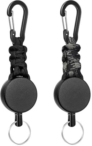 Annvchi Schlüsselanhänger Ausziehbar,2 Stücke Schlüsselband Ausziehbar Ausweis mit 65cm Stahldrahtseil,Ausziehbarer Schlüsselanhänger,Schlüsselband mit Karabiner,Einziehbarer Schlüsselanhänger,