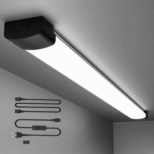ANTENLICHT Lampada a LED per ambienti umidi, 120 cm, con spina plug and play o cablata, semplice collegamento in serie, lampada da officina con 36 W, 5000 K, luce bianca fredda 3960 lumen,