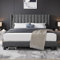 Yaheetech Polsterbett 160 x 200 cm Bettrahmen Stabiles Doppelbett Familienbett Gepolstertes Bettgestell Bett mit Stauraum für Schlafzimmer Gästezimmer, Dunkelgrau