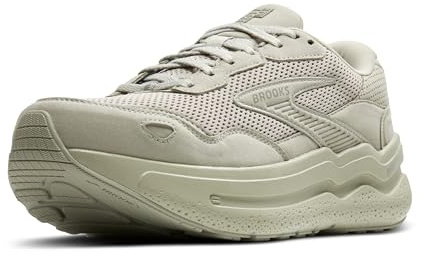 Brooks Men’s Ghost Max Suede/Leather Neutral Running & Walking Shoe, Stone/Oak, 47.5 EU