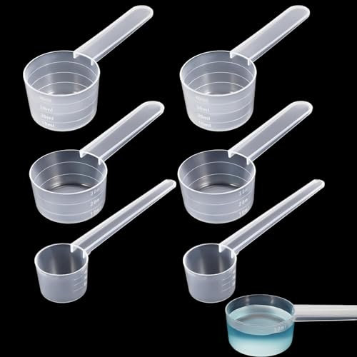 6 Stück Messlöffel,Transparent Kunststoff Dosierlöffel Mit Skala,Enthält5g,15g,20g Plastik Dosierlöffel,Proteinpulver Kaffee Messlöffel,Dosierlöffel Für Kaffee, Milchpulver,Messung,Backen,Kochen