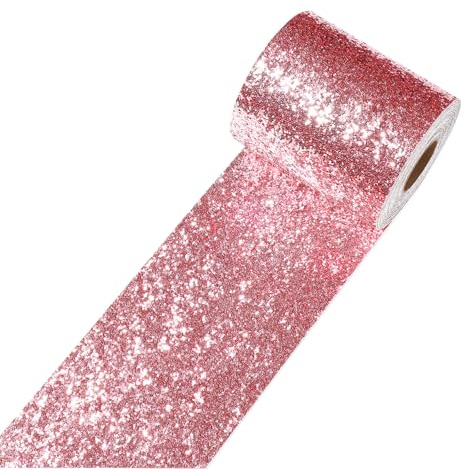 Decotalk Bordo Adesivo Per Pareti Rossa Carta da Parati Glitterata 10X600cm Adesivo da Parete Per Bambini Ragazze Ragazzi Bordo Adesiva Per Mobili Rossa Carta Adesiva Per Pareti Pellicola Adesive