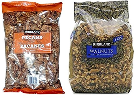 Kirkland Signature Pecan and Walnuts Bundle - Includes Kirkland Signature Pecan Halves (2.0 LB) and Walnuts (3 LB)