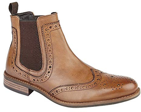 Roamer M143BT Chelsea Brogue-Stiefel, Leder, Größe 43, Hellbraun, hautfarben, 42 2/3 EU