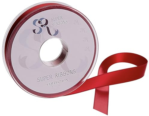 SR SUPER RIBBONS®™ Double Sided Satin Ribbons Gift Wrapping, Party Decoration, Christmas, Balloons, Hair, Cake, Presents, Wedding Bouquet (Red 6mm x 20m)