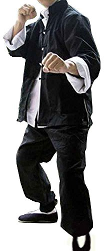 G-LIKE Mens Classic Tang Suits Kung Fu Martial Arts Uniforms Set of 3 - Cotton - (Black, XL)
