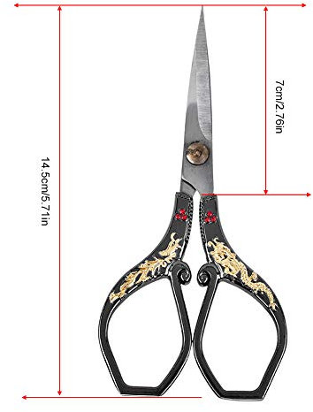 Bonsai Scissors Vintage Scissors Gold Plated Dragon and Phoenix Relief Design Scissors Stainless Steel Sewing Shears DIY for Bonsai, Art Craft, Food Paper Cutting