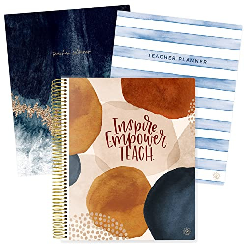 bloom daily planners Undated Academic Year Teacher Planner & Calendar - 7 Period Lesson Plan Organizer Book with Frosted Cover (9 x 11) (Interchangeable Cover)