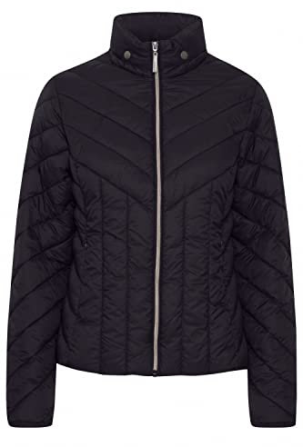 fransa FRPADMA Damen Steppjacke Übergangsjacke Jacke mit Stehkragen tailliert geschnitten mit Reißverschluss, Größe:S, Farbe:Black (200113)