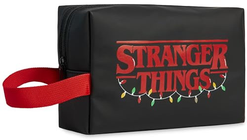 Stranger Things Kulturbeutel für Frauen und Männer - Make-up Reise Fitnessstudio Necessaire - Toilettentasche Herren und Damen (Schwarz)