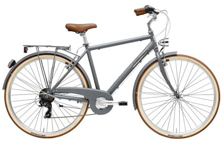 Adriatica Bazam - Herren-Fahrrad, 28 Zoll (71,8 cm), Retro Man Vintage, Schaltung mit 6 Gängen, Rahmen aus Aluminium, Größe 55, mattgrau