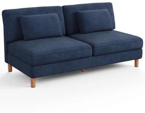 Vesgantti 166cm Corduroy Armless 2 Seater Sofa,Tool-free Assembly Loveseat
