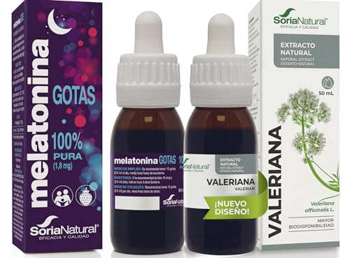 Melatonina y Valeriana Pack - Descanso y sueño reparador, energía durante el día - Botes de 50ml con gotero