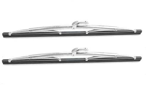 Klassische Scheibenwischer (2 Stück) Länge 400mm/400mm, Silber Edelstahl Front-Scheibenwischer 7 mm Bajonettbreite Wischerarm für Classic Cars & Boote, Vintage-Stil