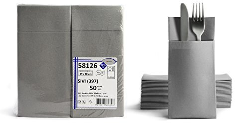 800 Air Felt Tableware Pocket Grey Plain Ready Gefaltene Napkins with Slot 40 x 40 cm Fabric Similar to 16x 50 Pack 18 Fold Cutlery Case Quality Fabric Look Wedding Napkins Birthday Wedding
