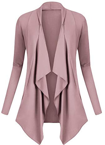 Urban GoCo Damen Strickjacke Cardigan Langarmshirt Wasserfall Strickmantel (XL, Lavender)