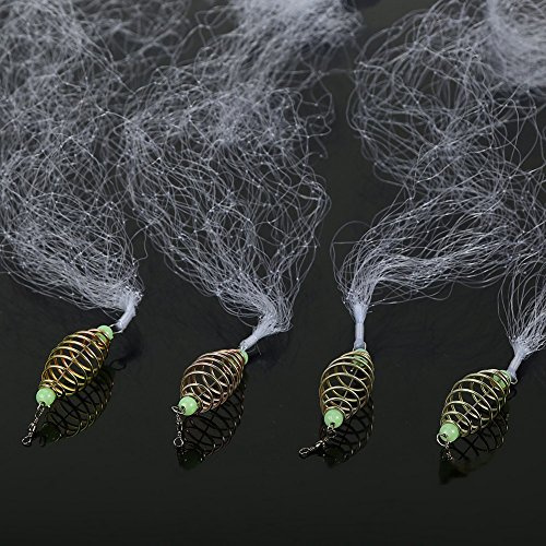 Focket 4pcs Filet de pêche de Ressort en cuivre avec Perles Lumineuses pour la pêche de Nuit(7#)