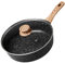 MICHELANGELO Deep Frying Pan 24cm, Non Stick Saute Pan 24 cm, Fry Pan with Lid with Soft Bakelite Handle, Sautepan with Lid, Deep Frying Pans for Induction Hob, Black