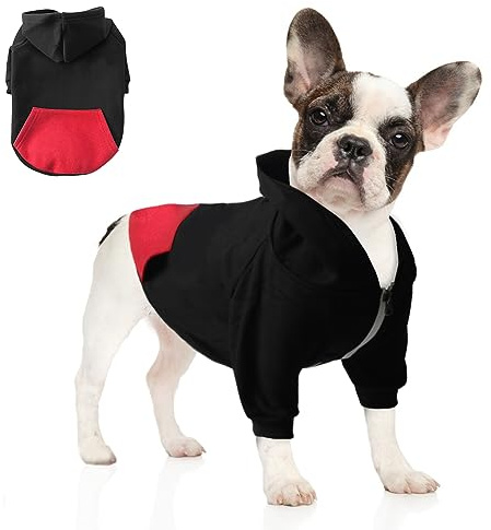 meioro Felpe con cappuccio per cani Vestiti caldi per animali domestici Abbigliamento sportivo per cani e gatti con cappello e cerniera (XXL, Nero)