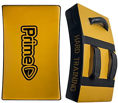 PSS Curved Buffalo Leather Thai kick Pad Taekwondo Muay Thai Kick Boxing Pads Punching Paddles Foot Knee Strike Body Protection MMA UFC and Training (sold as single item) 1116