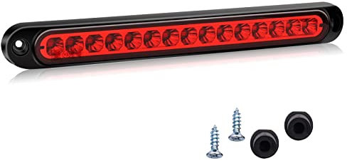 Ygmylandbb Barre de feux arrière de frein de remorque, universel Feu de Freinage Supplémentaire, 12V/24V 15LED Feu Stop, feux arrière étanches, Rouge 1Pcs