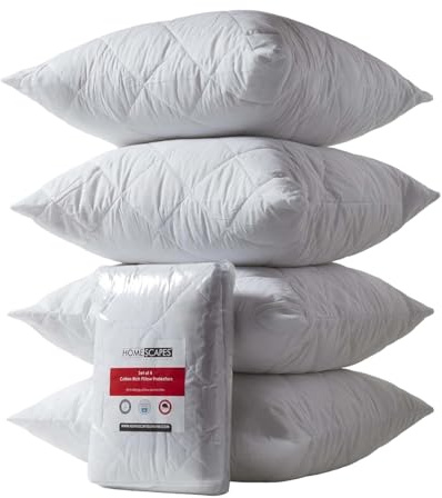 Homescapes 4er-Set Gesteppte Kissenschoner 65x65 cm, wattierte Polycotton-Kissenschonbezüge hypoallergen