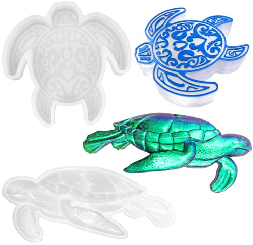 2 Pcs 3D Sea Turtle Animal Silicone Molds, AIFUDA Large Sea Turtle Silicone Molds for Resin DIY Resin Casting for Desktop Aquarium Fish Tank Decor