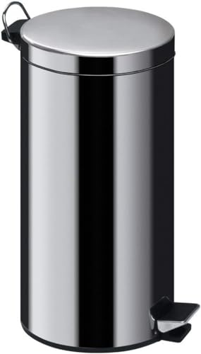 Acense Round Stainless Steel Pedal Bin with Mirror Finish (30 LITRE)