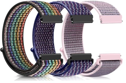 Ecogbd Frigör snabbt 16 mm 18 mm 19 mm 20 mm 22 mm nylonband, mjukt och justerbart sportband, lämpligt för män och kvinnor, Rosa + lila + flerfärgad, 19mm, Samtida