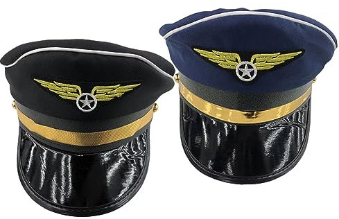 CAXUSD 2pcs Classic Pilot Cap Cosplay Party Hat Performance Hat for Adults and Boys and Girls
