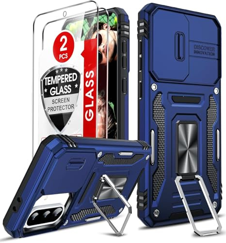 LeYi Handyhülle für Samsung Galaxy A36 5G/A56 5G Hülle [2 Hartglas Schutzglas], Militärschutz Standard Kamera Schutz Handy Hüllen Ständer Armor für A 36 Schutzhülle Outdoor Kratzfest Cover Case Blau