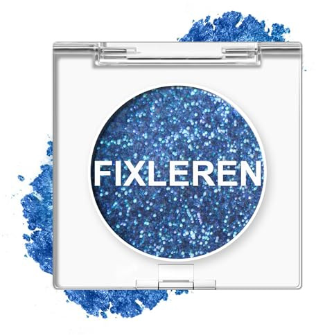 Fixleren - Palette di ombretti con glitter, effetto illuminante, camaleonte, cangiante, metallico, olografico, multicromatico, a lunga durata, trucco per palcoscenico e feste, blu scuro-11