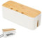 Cable Management Box, Larger Cable Tidy Box Cord Organizer Boxes with Bamboo Lid Cables Organised Boxes Includes Cables Ties Reusable Straps for Hiding Messy Wire Management
