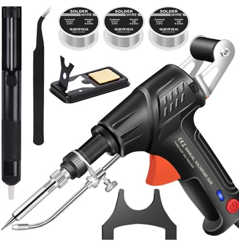 Générique Fer à Souder Kit de Soudage Electrique, Soudage à Une Main Fil à Souder et Pompe à Dessouder pour L'électronique et Les Réparations, Outil pour Élimination de la Rouille Découpe et Soudage