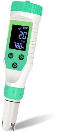 YIYEGO Chlor Messgerät Pool, 2025 Chlor und Pool Salzmessgerät Messgerät,7 in 1 pH FAC ORP Salzgehalt Messgerat, für Hydrokultur Aquarie